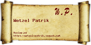 Wetzel Patrik névjegykártya